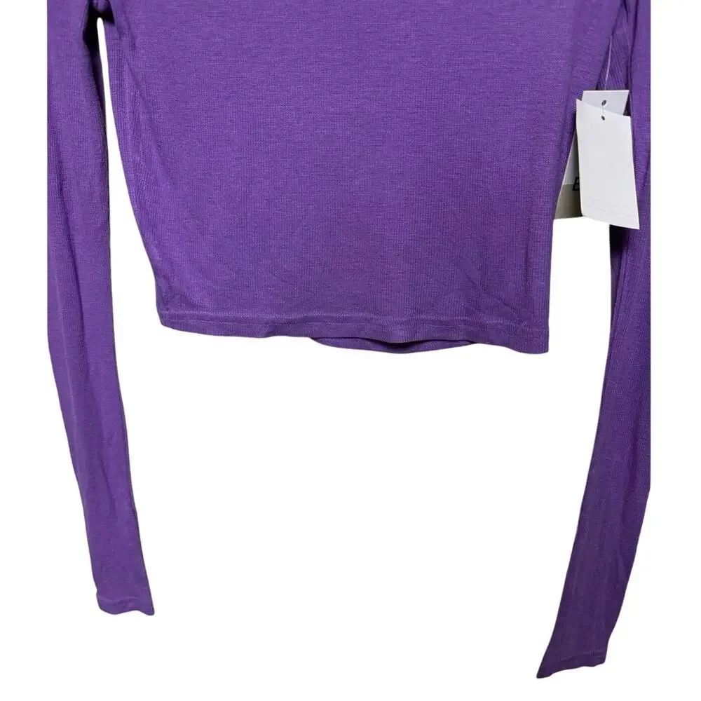 BP. Ribbed Purple Cropped Long Sleeve Top Sz Med